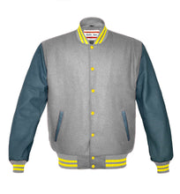 Load image into Gallery viewer, Superb Genuine Grey Leather Sleeve Letterman College Varsity Kid Wool Jackets #GYSL-YSTR-YB