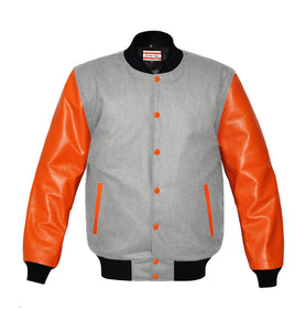 Original American Varsity Real Orange Leather Letterman College Baseball Kid Wool Jackets #ORSL-BSTR-OB-Bband