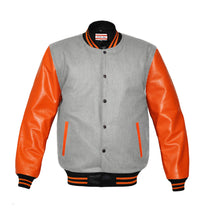 Load image into Gallery viewer, Original American Varsity Real Orange Leather Letterman College Baseball Women Wool Jackets #ORSL-ORSTR-BB-BBand