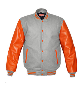 Superb Genuine Orange Leather Sleeve Letterman College Varsity Kid Wool Jackets #ORSL-ORSTR-OB