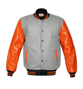 Original American Varsity Real Orange Leather Letterman College Baseball Kid Wool Jackets #ORSL-ORSTR-BB-BBand