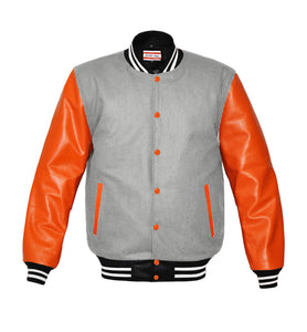 Original American Varsity Real Orange Leather Letterman College Baseball Kid Wool Jackets #ORSL-WSTR-OB-BBand
