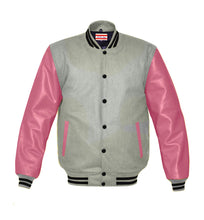 Load image into Gallery viewer, Superb Genuine Pink Leather Sleeve Letterman College Varsity Men Wool Jackets #PKSL-BSTR-BB