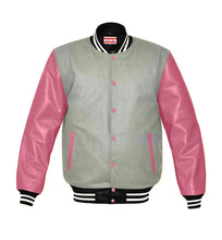 Load image into Gallery viewer, Original American Varsity Real Pink Leather Letterman College Baseball Men Wool Jackets #PKSL-WSTR-PKB-BBand