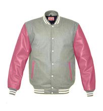 Load image into Gallery viewer, Superb Genuine Pink Leather Sleeve Letterman College Varsity Men Wool Jackets #PKSL-WSTR-WB