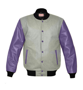 Original American Varsity Real Purple Leather Letterman College Baseball Kid Wool Jackets #PRSL-BSTR-PRB-Bband