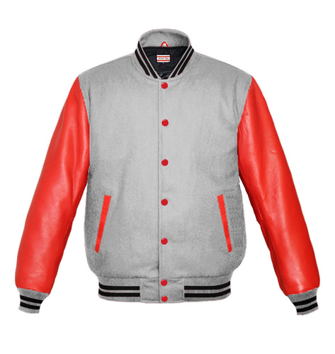 Original American Varsity Real Red Leather Letterman College Baseball Kid Wool Jackets #RSL-BSTR-RB