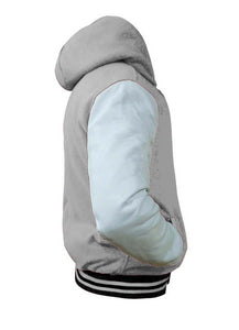 Superb Genuine White Leather Sleeve Letterman College Varsity Kid Wool Jackets #WSL-WSTR-WB-BBand-H
