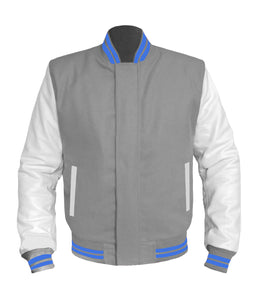 Original American Varsity White Leather Sleeve Letterman College Baseball Men Wool Jackets #WSL-BLSTR-BZ