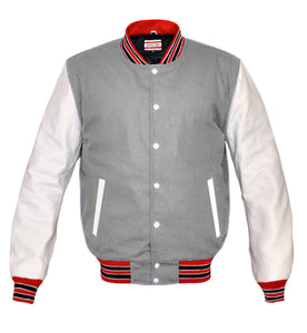 Superb Genuine White Leather Sleeve Letterman College Varsity Kid Wool Jackets #WSL-RWBSTR-WB
