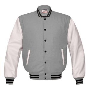 Superb Genuine White Leather Sleeve Letterman College Varsity Kid Wool Jackets #WSL-BSTR-BB