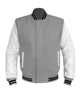 Original American Varsity White Leather Sleeve Letterman College Baseball Women Wool Jackets #WSL-BSTR-WP-BZ