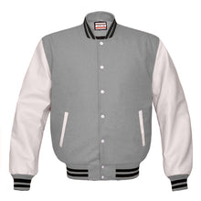 Load image into Gallery viewer, Superb Genuine White Leather Sleeve Letterman College Varsity Men Wool Jackets #WSL-BSTR-WB