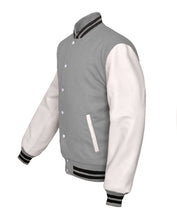 Load image into Gallery viewer, Superb Genuine White Leather Sleeve Letterman College Varsity Men Wool Jackets #WSL-BSTR-WB