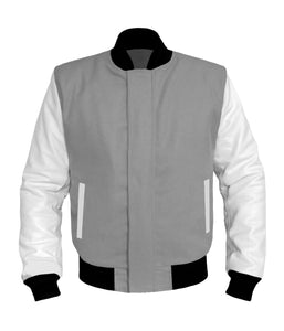 Original American Varsity White Leather Sleeve Letterman College Baseball Kid Wool Jackets #WSL-BBand-WP-BZ