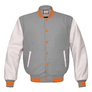 Superb Genuine White Leather Sleeve Letterman College Varsity Kid Wool Jackets #WSL-ORSTR-OB