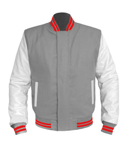 Original American Varsity White Leather Sleeve Letterman College Baseball Kid Wool Jackets #WSL-RSTR-BZ