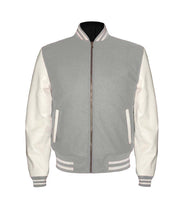 Load image into Gallery viewer, Original American Varsity Real White Leather Letterman College Baseball Kid Wool Jackets #WSL-WSTR-ZIP