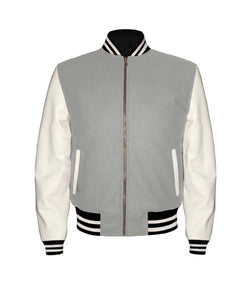 Original American Varsity Real White Leather Letterman College Baseball Kid Wool Jackets#WSL-WSTR-ZIP-BBand