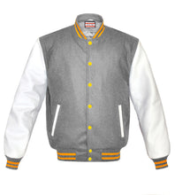 Load image into Gallery viewer, Superb Genuine White Leather Sleeve Letterman College Varsity Men Wool Jackets #WSL-YSTR-YB