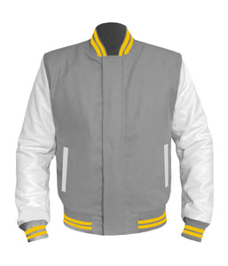 Original American Varsity White Leather Sleeve Letterman College Baseball Kid Wool Jackets #WSL-YSTR-BZ