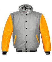 Load image into Gallery viewer, Superb Genuine Yellow Leather Sleeve Letterman College Varsity Kid Wool Jackets #YSL-BSTR-BB-H