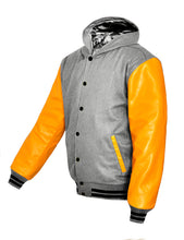 Load image into Gallery viewer, Superb Genuine Yellow Leather Sleeve Letterman College Varsity Kid Wool Jackets #YSL-BSTR-BB-H