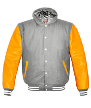 Load image into Gallery viewer, Superb Genuine Yellow Leather Sleeve Letterman College Varsity Kid Wool Jackets #YSL-WSTR-WB-H