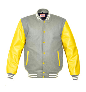 Superb Genuine Yellow Leather Sleeve Letterman College Varsity Men Wool Jackets #YSL-WSTR-YB