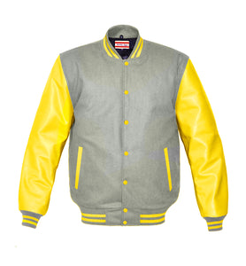 Superb Genuine Yellow Leather Sleeve Letterman College Varsity Men Wool Jackets #YSL-YSTR-YB