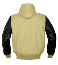 Load image into Gallery viewer, Superb Genuine Black Leather Sleeve Letterman College Varsity Men Wool Hoodie Jackets #BSL-H-BB