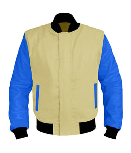 Original American Varsity Blue Leather Sleeve Letterman College Baseball Women Wool Jackets #BLSL-BBand-BZ