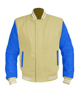 Original American Varsity Blue Leather Sleeve Letterman College Baseball Men Wool Jackets #BLSL-WSTR-BZ