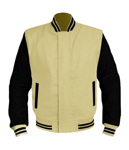 Original American Varsity Black Leather Sleeve Letterman College Baseball Men Wool Jackets #BSL-BSTR-BZ