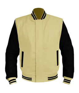 Original American Varsity Black Leather Sleeve Letterman College Baseball Men Wool Jackets #BSL-BSTR-BZ