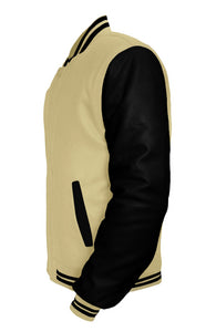 Original American Varsity Black Leather Sleeve Letterman College Baseball Women Wool Jackets #BSL-BSTR-BZ