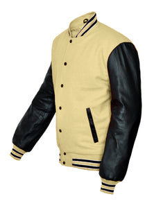Original American Varsity Black Leather Sleeve Letterman College Baseball Men Wool Jackets #BSL-BWSTR-BB