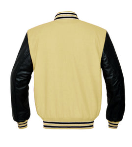 Original American Varsity Black Leather Sleeve Letterman College Baseball Men Wool Jackets #BSL-BWSTR-BB