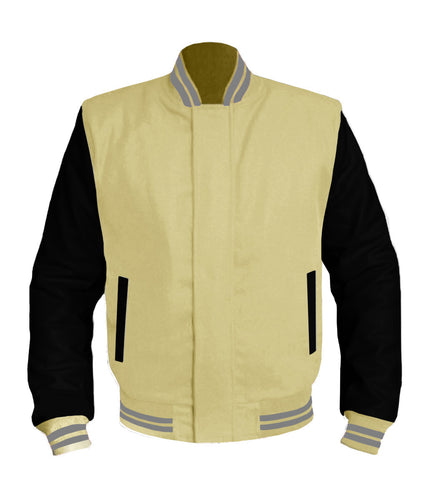 Original American Varsity Black Leather Sleeve Letterman College Baseball Men Wool Jackets #BSL-GYSTR-BZ