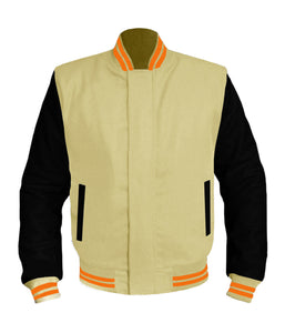 Original American Varsity Black Leather Sleeve Letterman College Baseball Men Wool Jackets #BSL-ORSTR-BZ