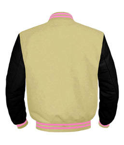 Original American Varsity Black Leather Sleeve Letterman College Baseball Men Wool Jackets #BSL-PKSTR-BZ