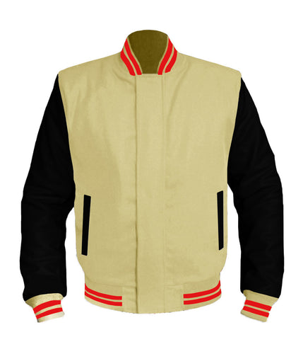 Original American Varsity Black Leather Sleeve Letterman College Baseball Men Wool Jackets #BSL-RSTR-BZ