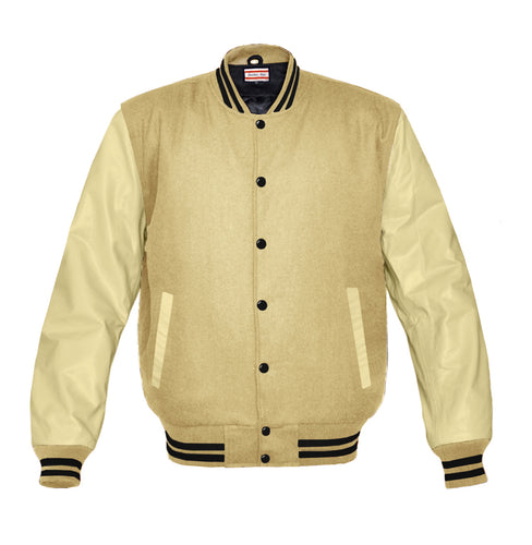 Original American Varsity Cream Leather Sleeve Letterman College Baseball Men Wool Jackets #CRSL-BSTR-BB