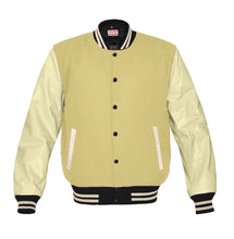 Load image into Gallery viewer, Original American Varsity Real Cream Leather Letterman College Baseball Men Wool Jackets #CRSL-CRSTR-BB-BBAND