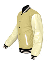 Load image into Gallery viewer, Original American Varsity Real Cream Leather Letterman College Baseball Men Wool Jackets #CRSL-CRSTR-BB-BBAND