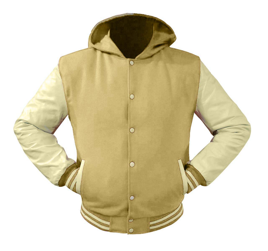 Superb Genuine Cream Leather Sleeve Letterman College Varsity Women Wool Jackets #CRSL-CRSTR-CRB-H