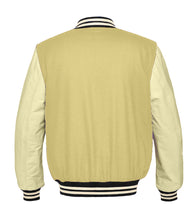 Load image into Gallery viewer, Original American Varsity Real Cream Leather Letterman College Baseball Men Wool Jackets #CRSL-CRSTR-BB-BBAND