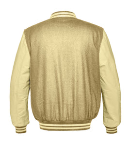 Original American Varsity Cream Leather Sleeve Letterman College Baseball Women Wool Jackets #CRSL-CRSTR-CB