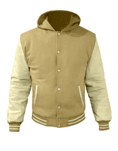 Superb Genuine Cream Leather Sleeve Letterman College Varsity Men Wool Jackets #CRSL-CRSTR-CRB-H