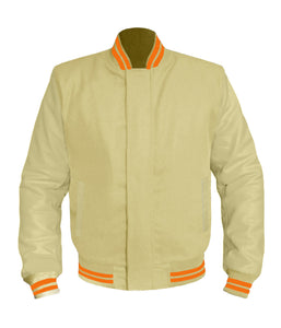 Original American Varsity Cream Leather Sleeve Letterman College Baseball Women Wool Jackets #CRSL-ORSTR-BZ